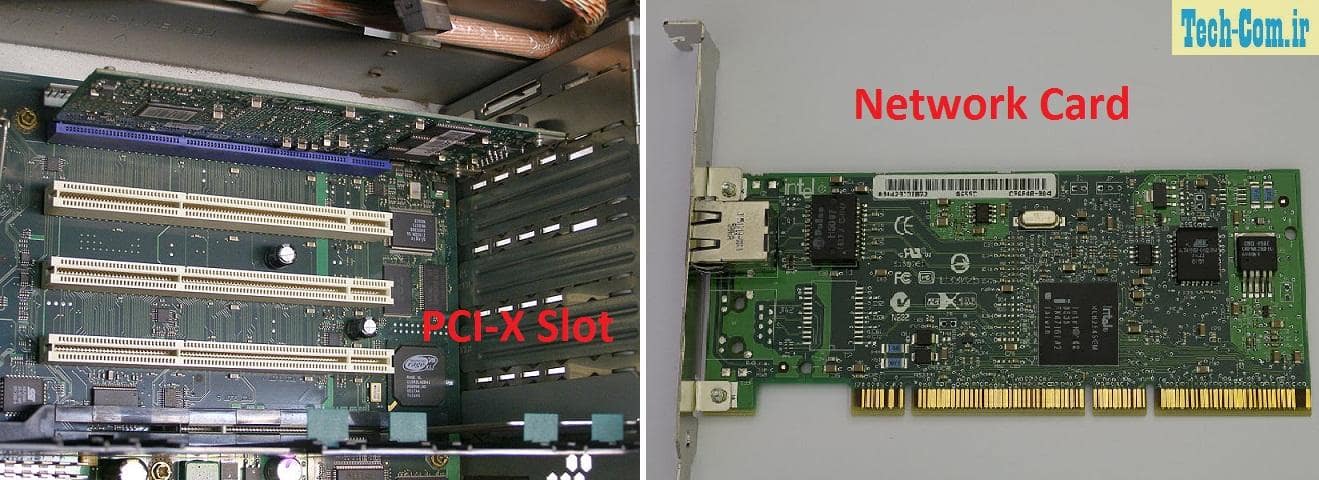 نشان دهنده یک کارت و اسلات PCI-X است.