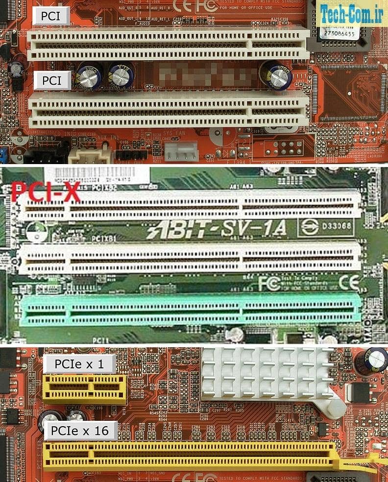 نشان دهنده انواع اسلات‌های PCI 