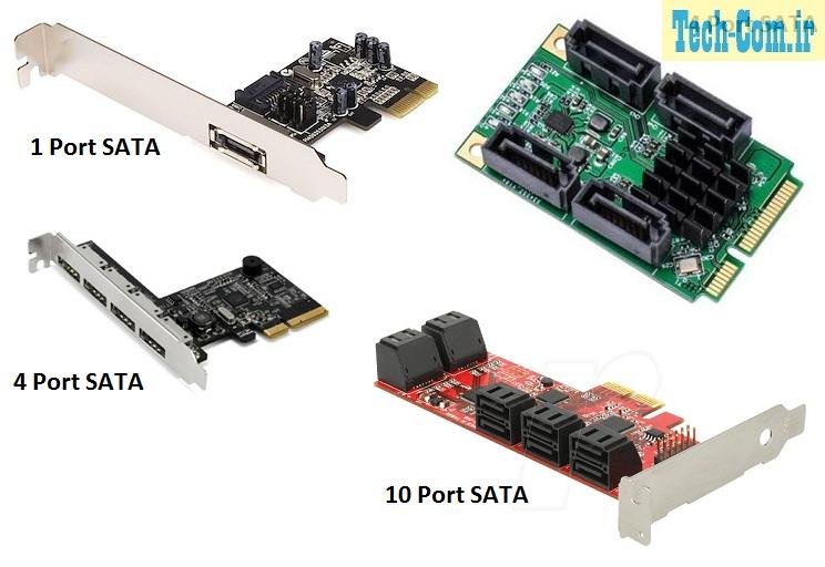تصویر چهار مدل از کارت‌های PCI Express SATA 
