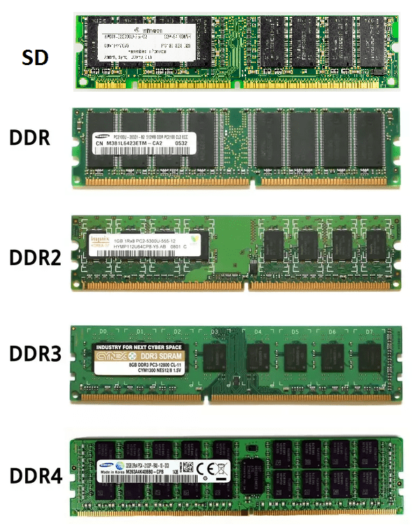 نشان دهنده رم SD و انواع رم‌های DDR 